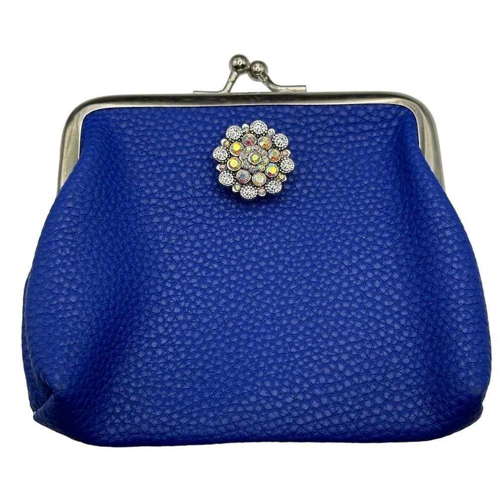 Snap Jewelry Credit Card Coin Blue Purse & Iridescent 18mm Snap Button NWT